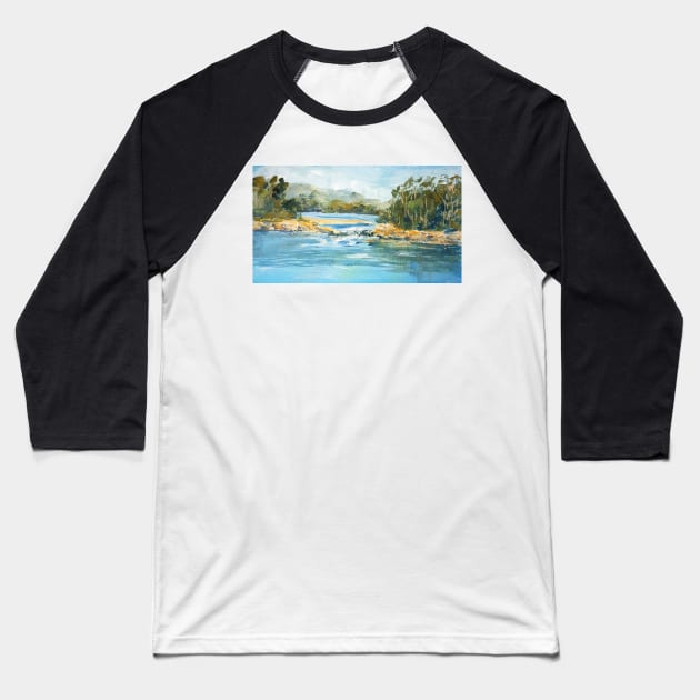 Outgoing tide, Gogleys Lagoon Baseball T-Shirt by Terrimad